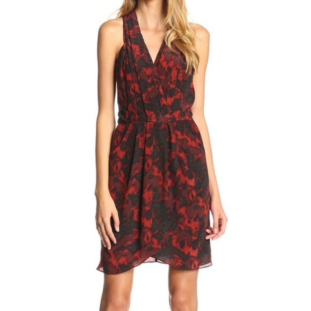 Gryelin 100% Silk Red & Black Cocktail Dress Size XS